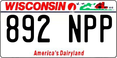 WI license plate 892NPP