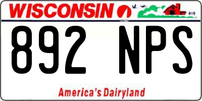 WI license plate 892NPS