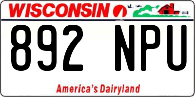 WI license plate 892NPU