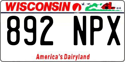 WI license plate 892NPX
