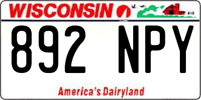 WI license plate 892NPY