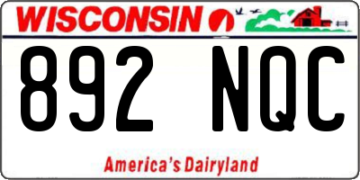 WI license plate 892NQC
