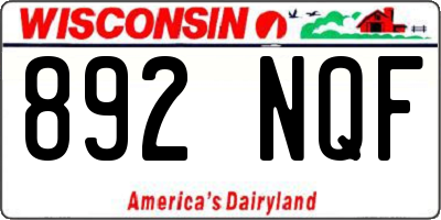 WI license plate 892NQF