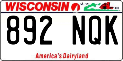 WI license plate 892NQK