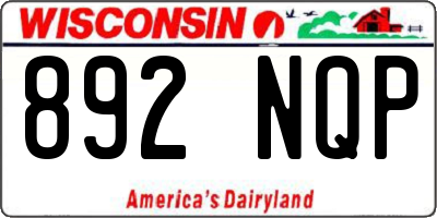 WI license plate 892NQP