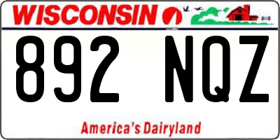 WI license plate 892NQZ