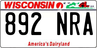 WI license plate 892NRA