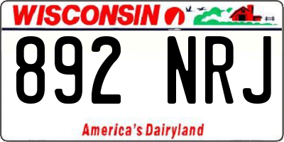 WI license plate 892NRJ
