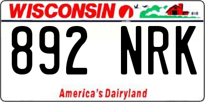 WI license plate 892NRK