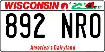 WI license plate 892NRO