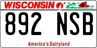 WI license plate 892NSB