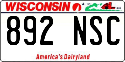 WI license plate 892NSC