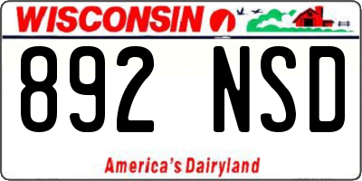 WI license plate 892NSD