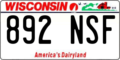 WI license plate 892NSF