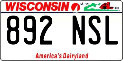WI license plate 892NSL