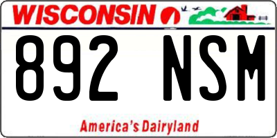 WI license plate 892NSM