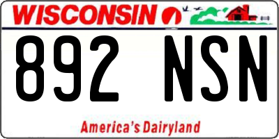 WI license plate 892NSN