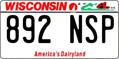 WI license plate 892NSP