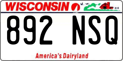 WI license plate 892NSQ