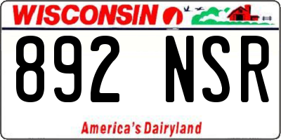 WI license plate 892NSR
