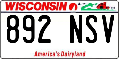 WI license plate 892NSV