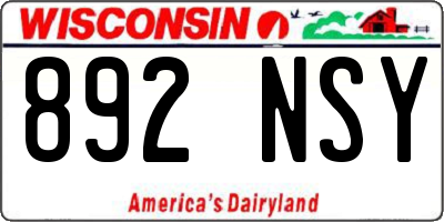 WI license plate 892NSY