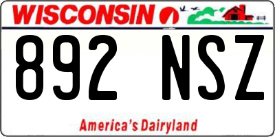 WI license plate 892NSZ