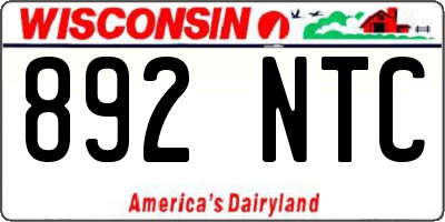 WI license plate 892NTC