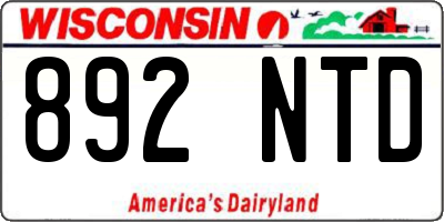 WI license plate 892NTD