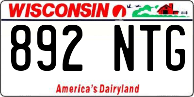 WI license plate 892NTG