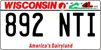 WI license plate 892NTI