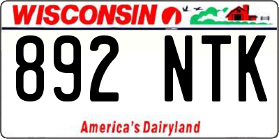 WI license plate 892NTK
