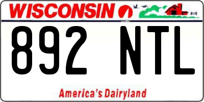 WI license plate 892NTL