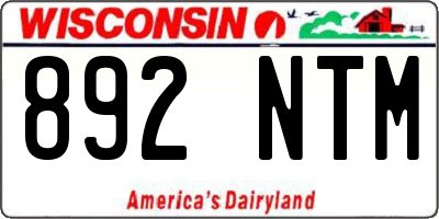 WI license plate 892NTM