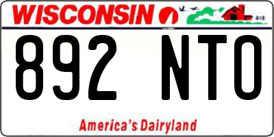 WI license plate 892NTO