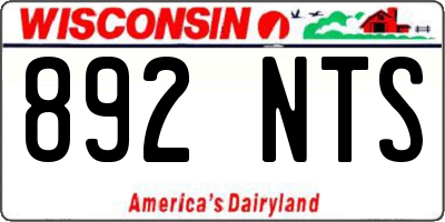 WI license plate 892NTS