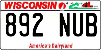 WI license plate 892NUB