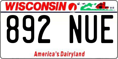 WI license plate 892NUE