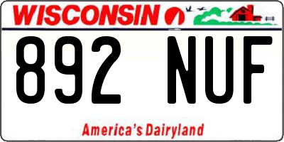 WI license plate 892NUF