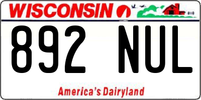 WI license plate 892NUL