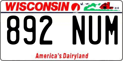 WI license plate 892NUM