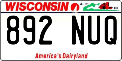 WI license plate 892NUQ