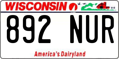 WI license plate 892NUR