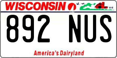 WI license plate 892NUS