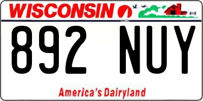 WI license plate 892NUY