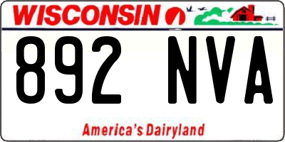 WI license plate 892NVA