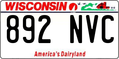 WI license plate 892NVC
