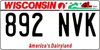 WI license plate 892NVK