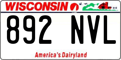 WI license plate 892NVL