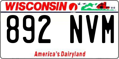 WI license plate 892NVM